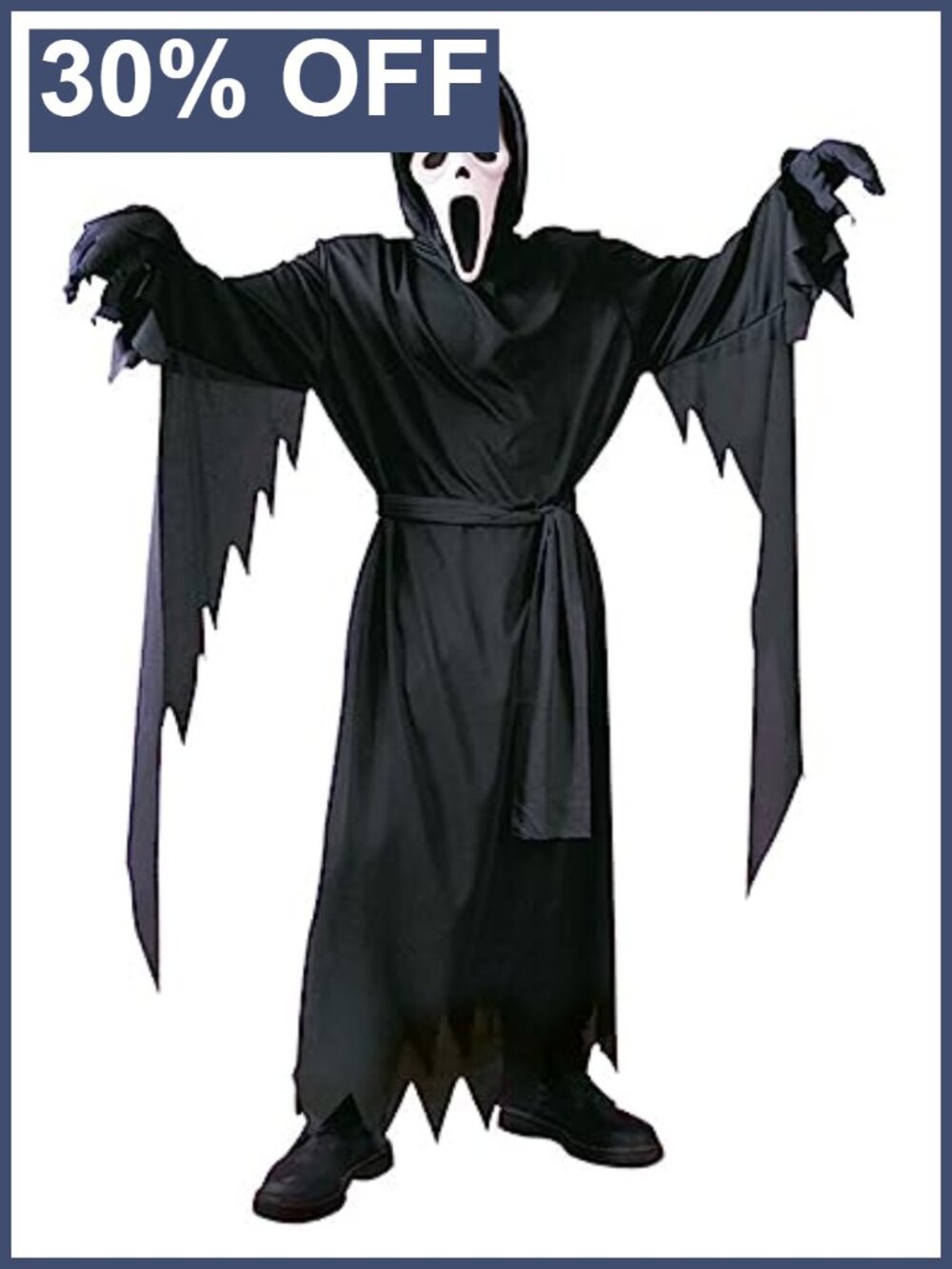 Child Ghost Face Costume with Robe and Mask for Halloween Cosplay